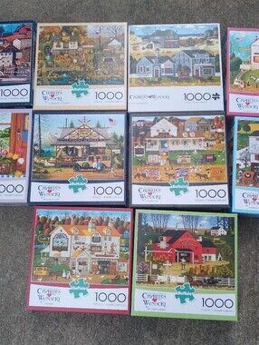 Lot Of 25 Charles Wysocki 1000-Piece Village Puzzle - Multicolor